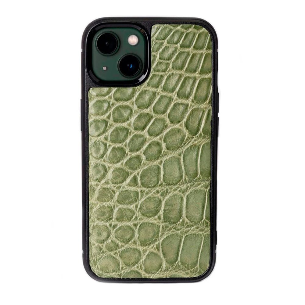 Designer iPhone 13 Case - Handmade Alligator - Oak Grove Color